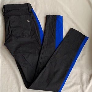 Rag &Bone black jeans with blue tuxedo stripe